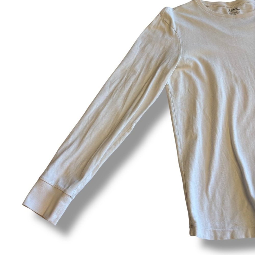 Polo Ralph Lauren Polo Long Sleeve Pocket T Shirt Off White Custom Fit Medium - Picture 7 of 9